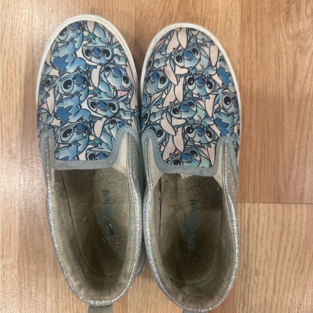 Target Kids Blue and Silver Slip-On Sneakers stitch
